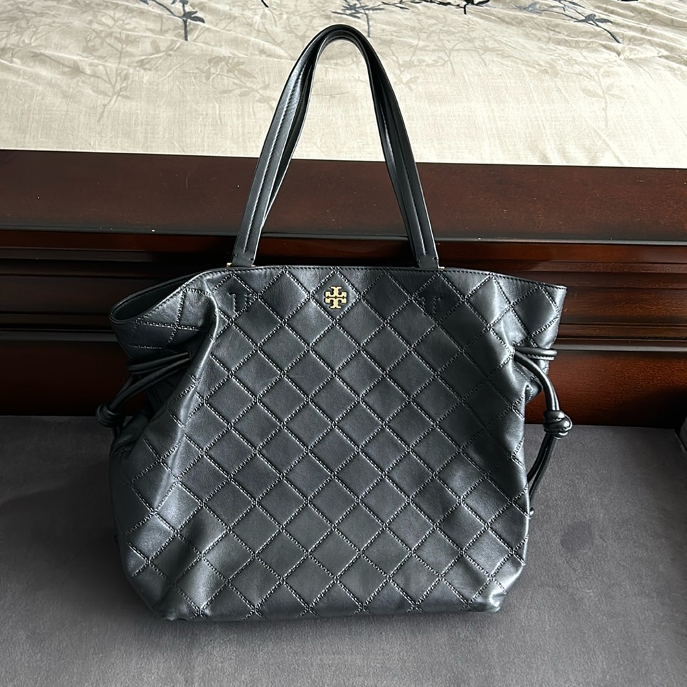 Tory Burch black leather tote